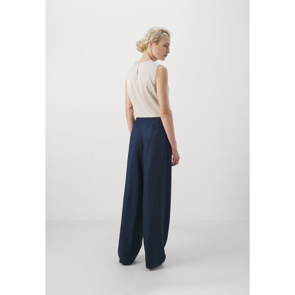 NWT Theory Single Pleat Wide Leg High Rise Draped Pants - Navy Size 2 - Picture 4 of 6